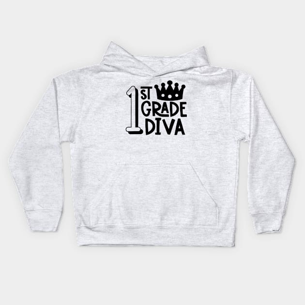 1st Grade Diva Cute Kids Girls School Back to School Kids Hoodie by ThreadSupreme